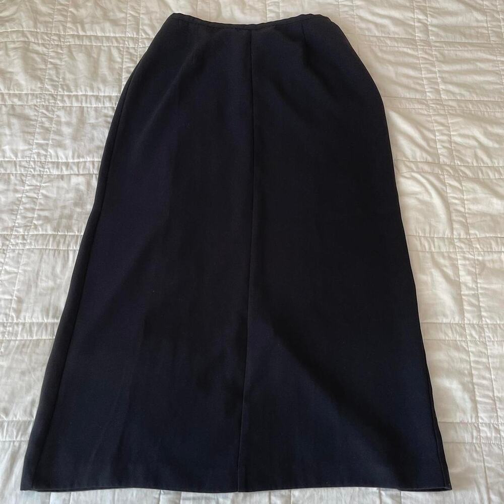 Norton mcnaughton Y2k minimalist black midi skirt size 12 corporate goth cbk